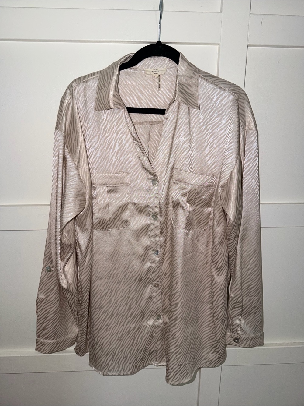 entro Satin Zebra Print Button-Down Shirt